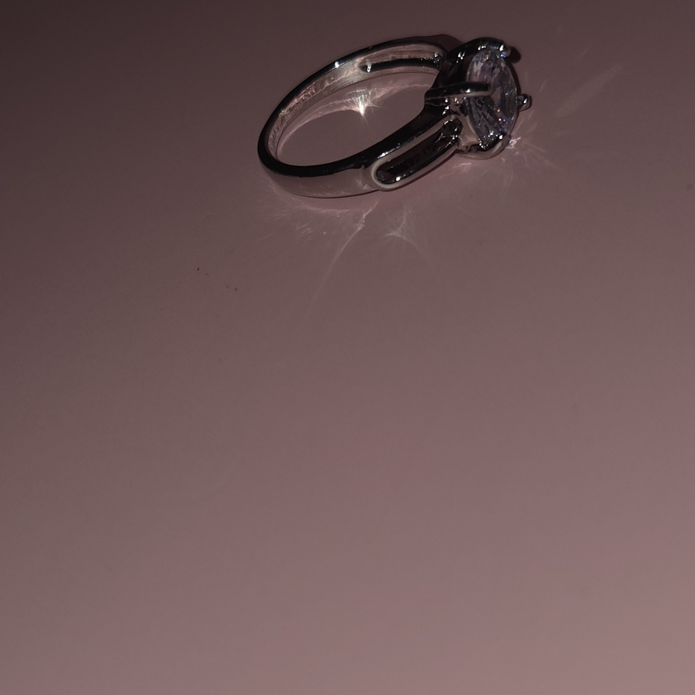 Macy's Silver Ring with Clear Gemstone - Picture 3 of 3